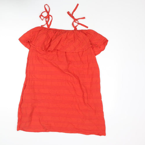 Target Womens Red Cotton Mini Size 12 Square Neck Tie - Layered
