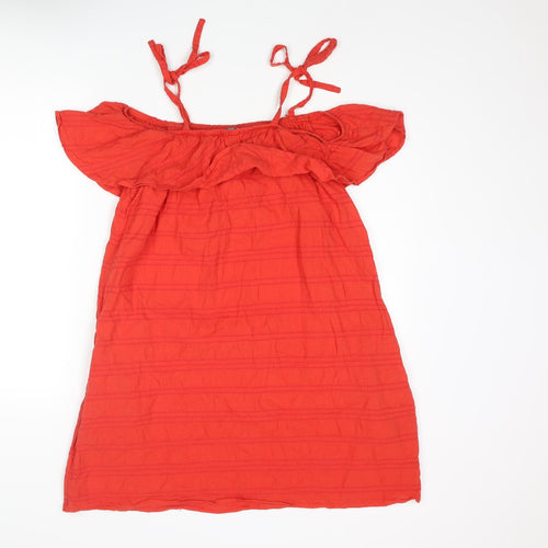Target Womens Red Cotton Mini Size 12 Square Neck Tie - Layered