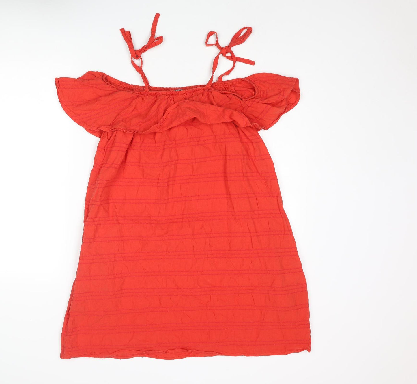 Target Womens Red Cotton Mini Size 12 Square Neck Tie - Layered