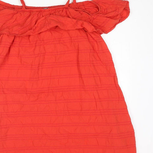 Target Womens Red Cotton Mini Size 12 Square Neck Tie - Layered