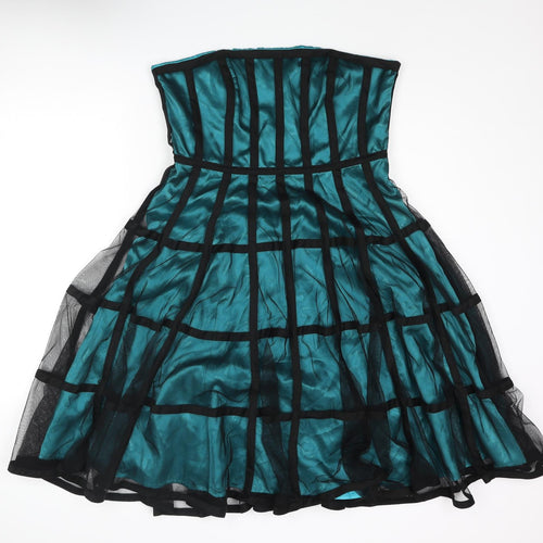 Teatro Womens Blue Polyester Fit & Flare Size 14 Sweetheart Zip - Layered