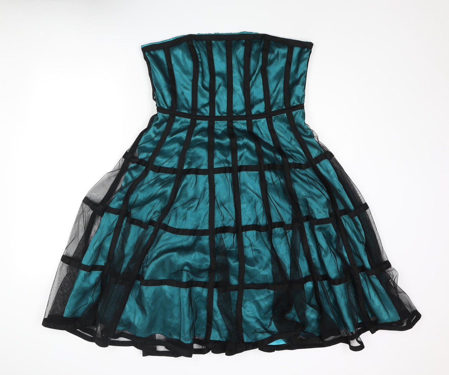 Teatro Womens Blue Polyester Fit & Flare Size 14 Sweetheart Zip - Layered