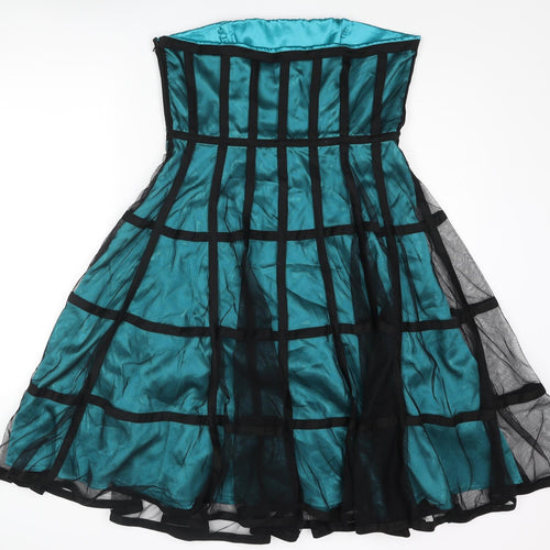 Teatro Womens Blue Polyester Fit & Flare Size 14 Sweetheart Zip - Layered