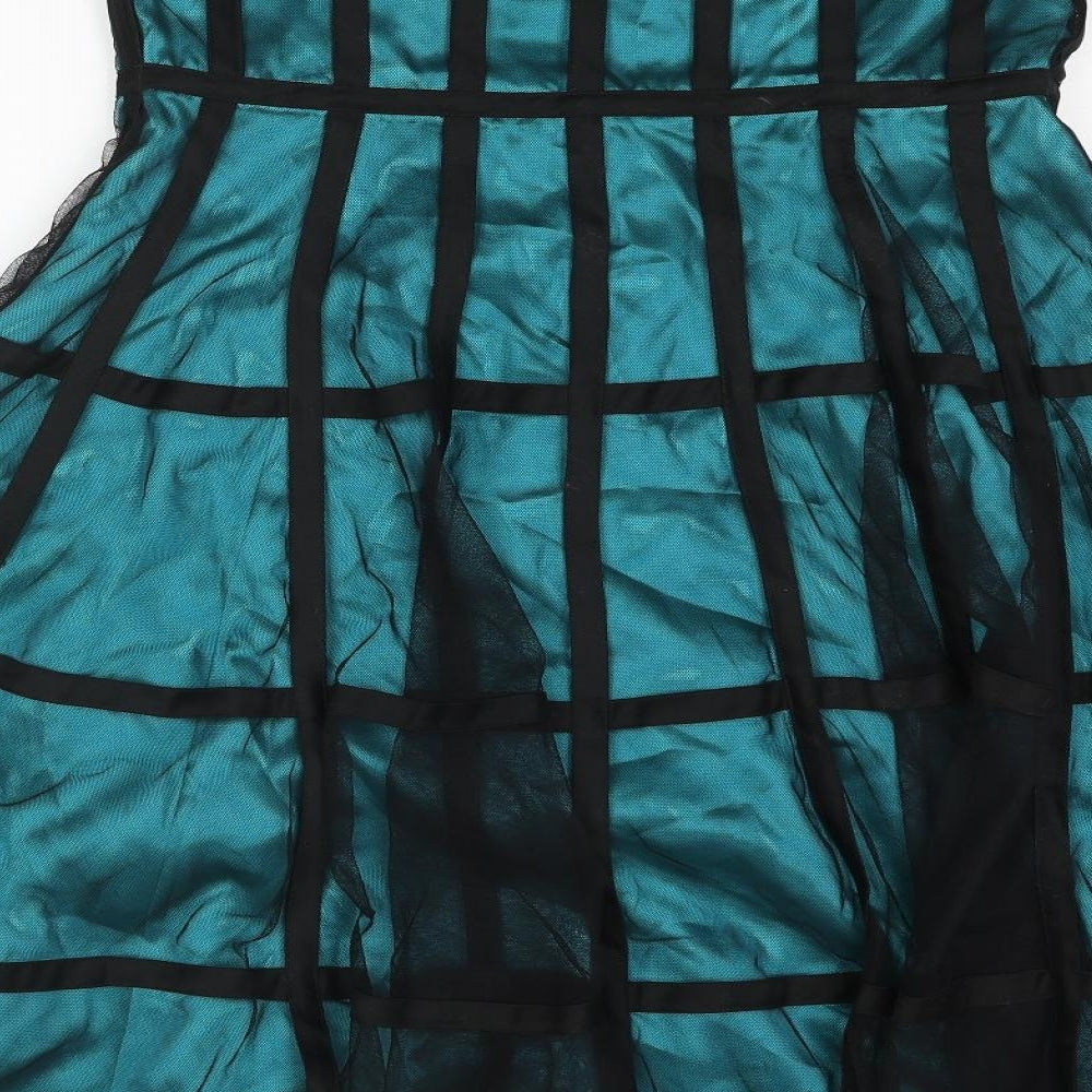 Teatro Womens Blue Polyester Fit & Flare Size 14 Sweetheart Zip - Layered