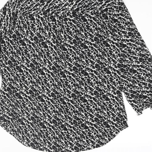 H&M Womens Black Geometric Polyester Basic Blouse Size 4 V-Neck
