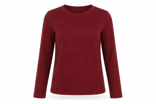 Front view of Marks & Spencer women’s red polyester basic blouse, size UK 8, round neck - ribbed
