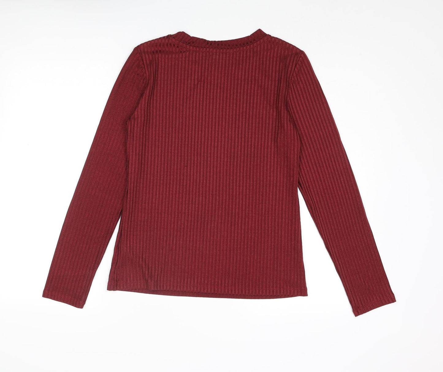Marks and Spencer Womens Red Polyester Basic Blouse Size 8 Round Neck - Ribbed
