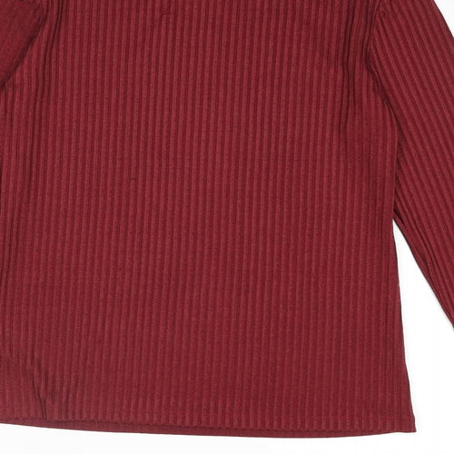 Marks and Spencer Womens Red Polyester Basic Blouse Size 8 Round Neck - Ribbed