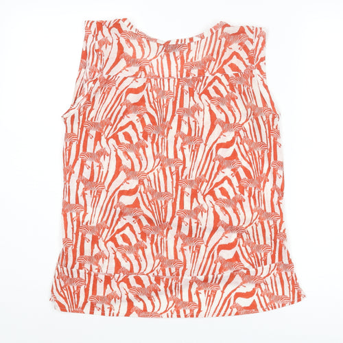 H&M Womens Orange Geometric Polyester Basic Blouse Size XS V-Neck - Zebra Print