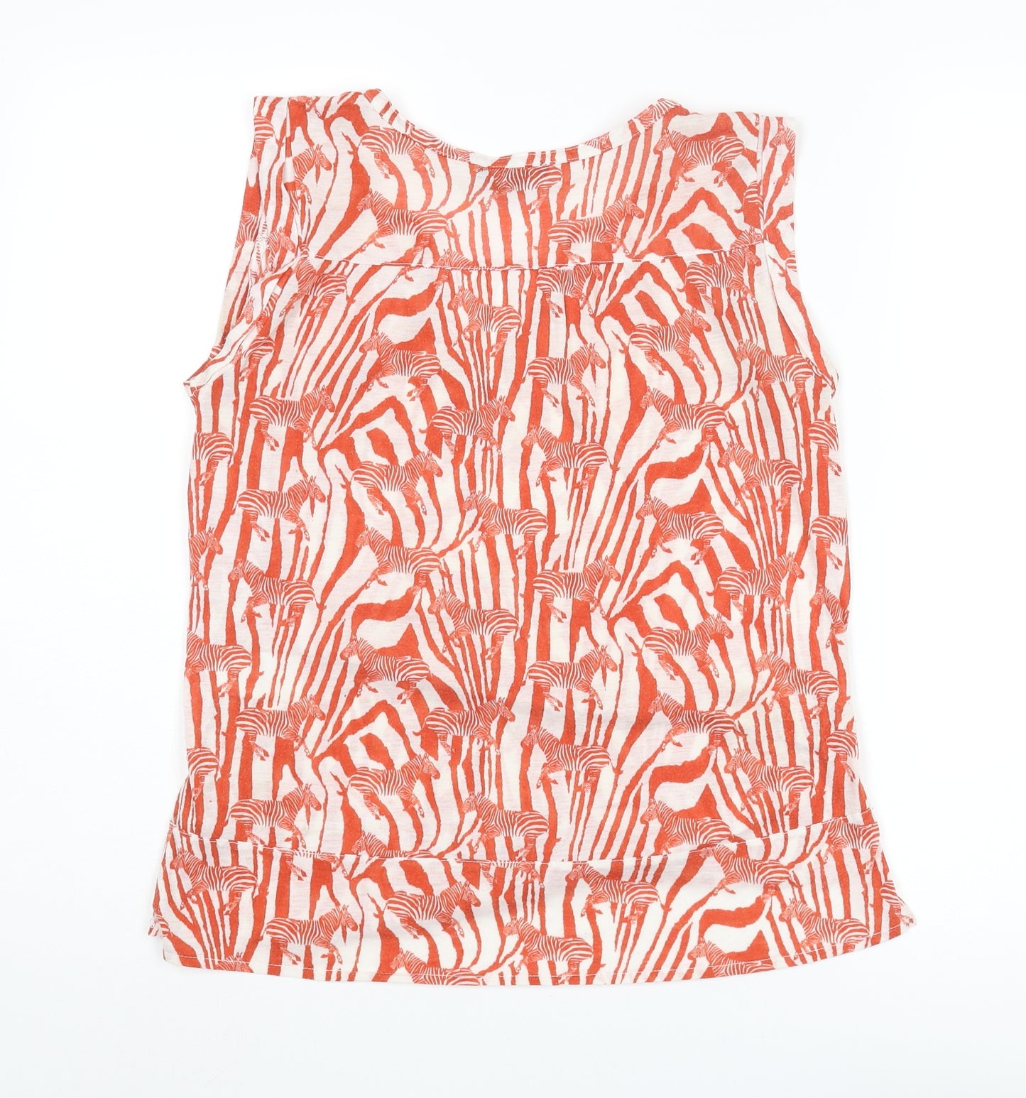 H&M Womens Orange Geometric Polyester Basic Blouse Size XS V-Neck - Zebra Print
