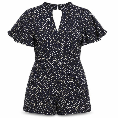 Mango Womens Black Polka Dot Polyester Playsuit One-Piece Size XS Button - Frill