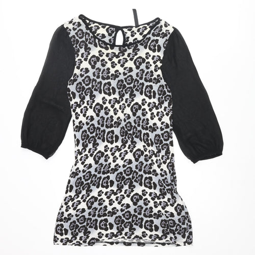 NEXT Womens Multicoloured Animal Print Viscose Tunic Blouse Size 8 Round Neck - Leopard Print