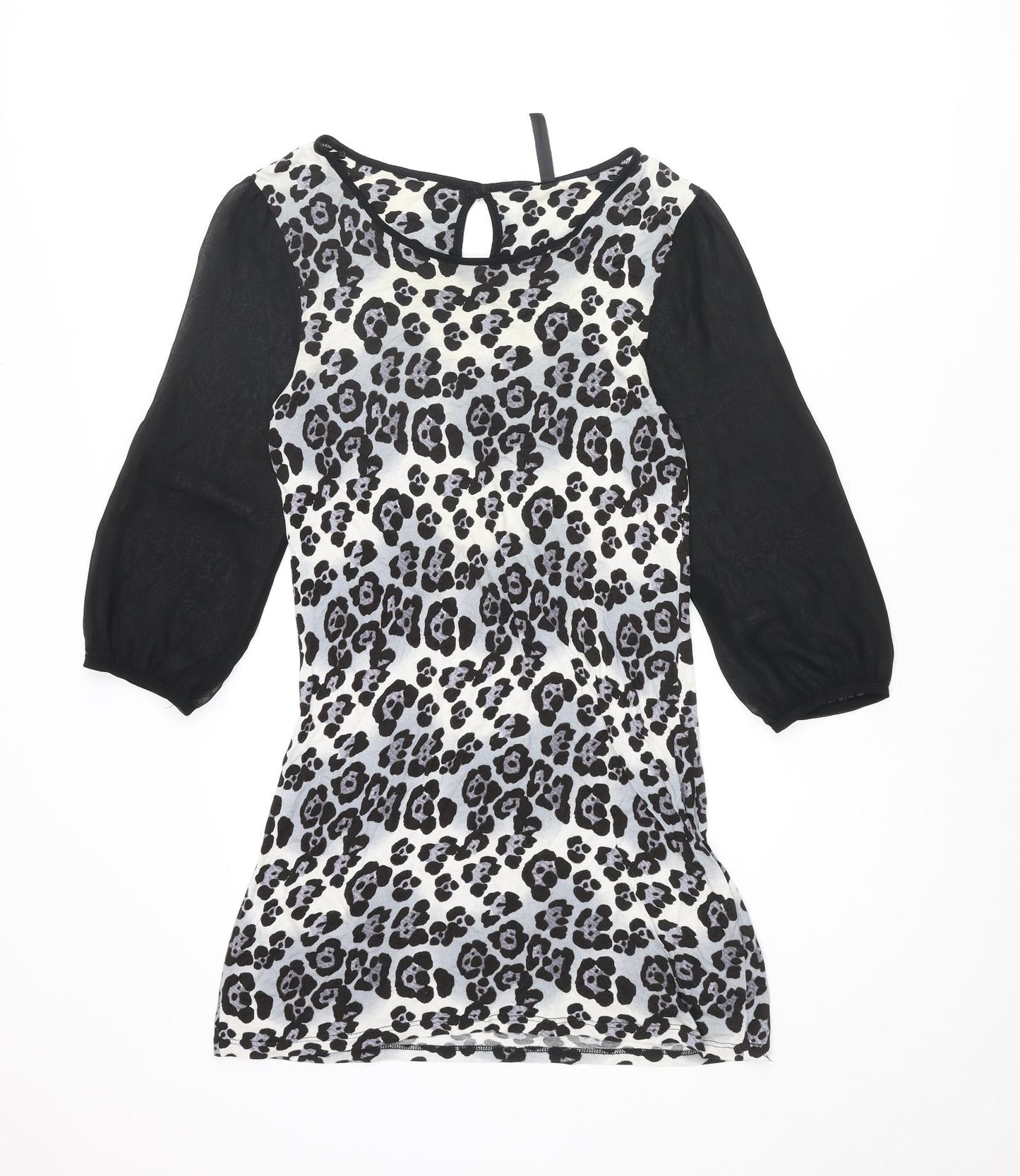 NEXT Womens Multicoloured Animal Print Viscose Tunic Blouse Size 8 Round Neck - Leopard Print