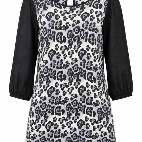 NEXT Womens Multicoloured Animal Print Viscose Tunic Blouse Size 8 Round Neck - Leopard Print