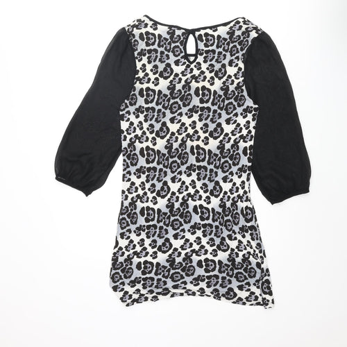 NEXT Womens Multicoloured Animal Print Viscose Tunic Blouse Size 8 Round Neck - Leopard Print