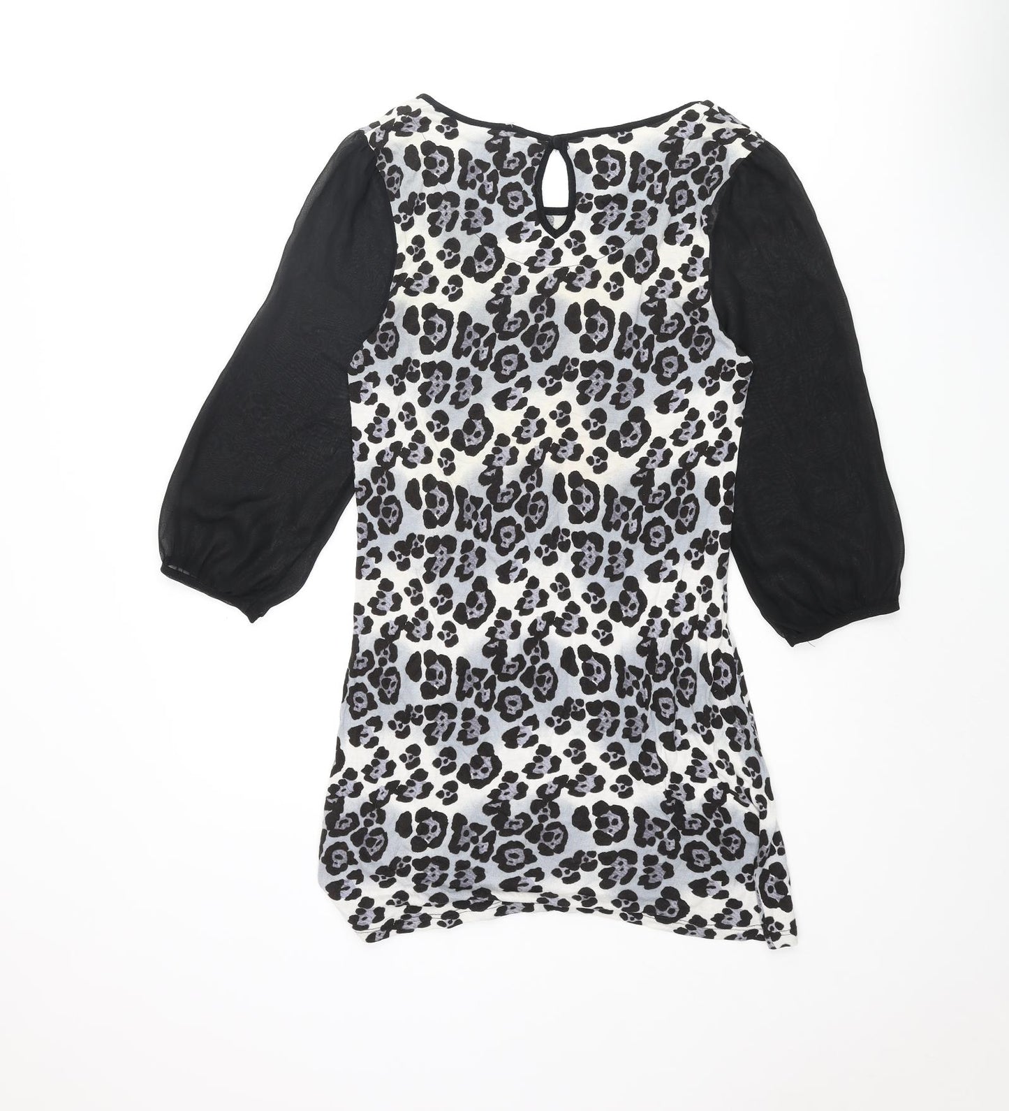 NEXT Womens Multicoloured Animal Print Viscose Tunic Blouse Size 8 Round Neck - Leopard Print