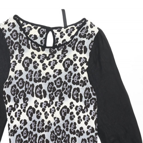 NEXT Womens Multicoloured Animal Print Viscose Tunic Blouse Size 8 Round Neck - Leopard Print