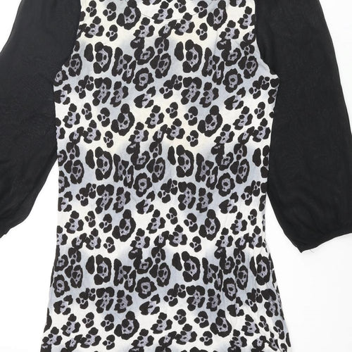 NEXT Womens Multicoloured Animal Print Viscose Tunic Blouse Size 8 Round Neck - Leopard Print