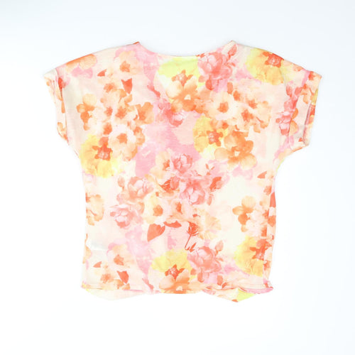 Wallis Womens Orange Floral Polyester Basic Blouse Size S V-Neck