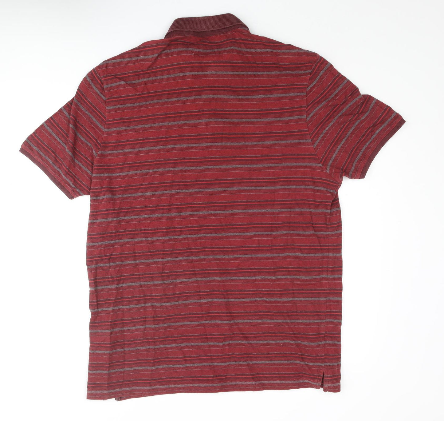 Autograph Mens Red Striped Cotton Polo Size XL Collared Button