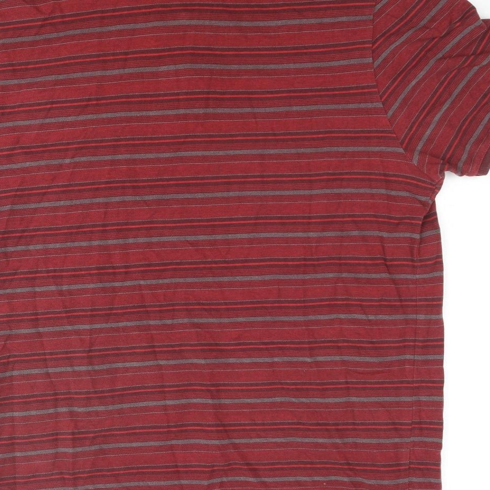 Autograph Mens Red Striped Cotton Polo Size XL Collared Button