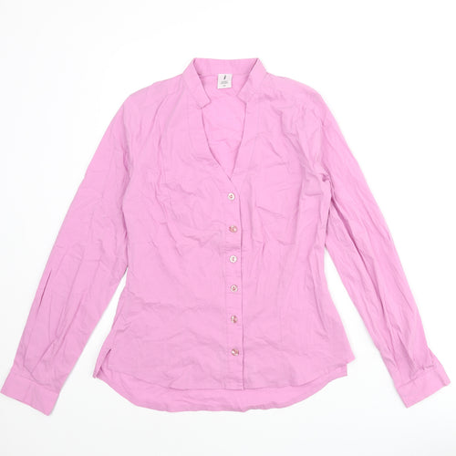 Sticky Fingers Womens Pink Polyester Basic Button-Up Size 10 V-Neck