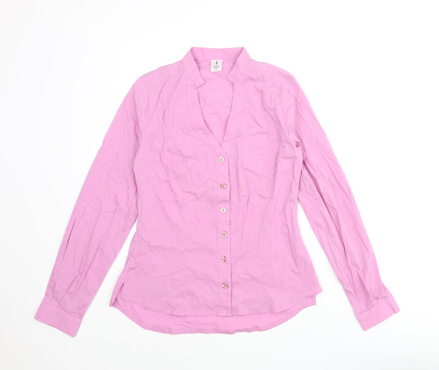 Sticky Fingers Womens Pink Polyester Basic Button-Up Size 10 V-Neck