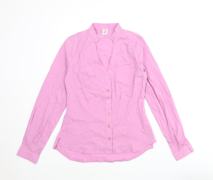 Sticky Fingers Womens Pink Polyester Basic Button-Up Size 10 V-Neck