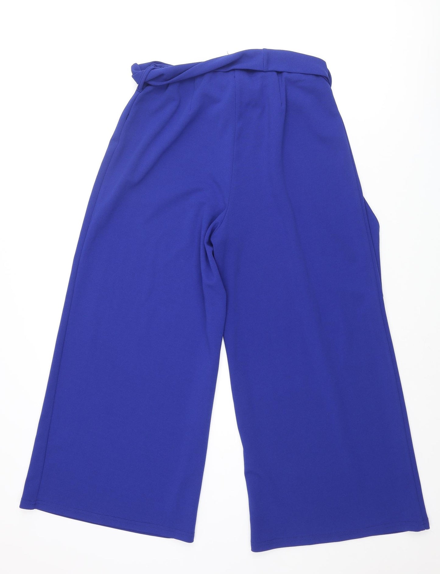 New Look Womens Blue Polyester Cropped Trousers Size 10 L23 in Regular - Belted
