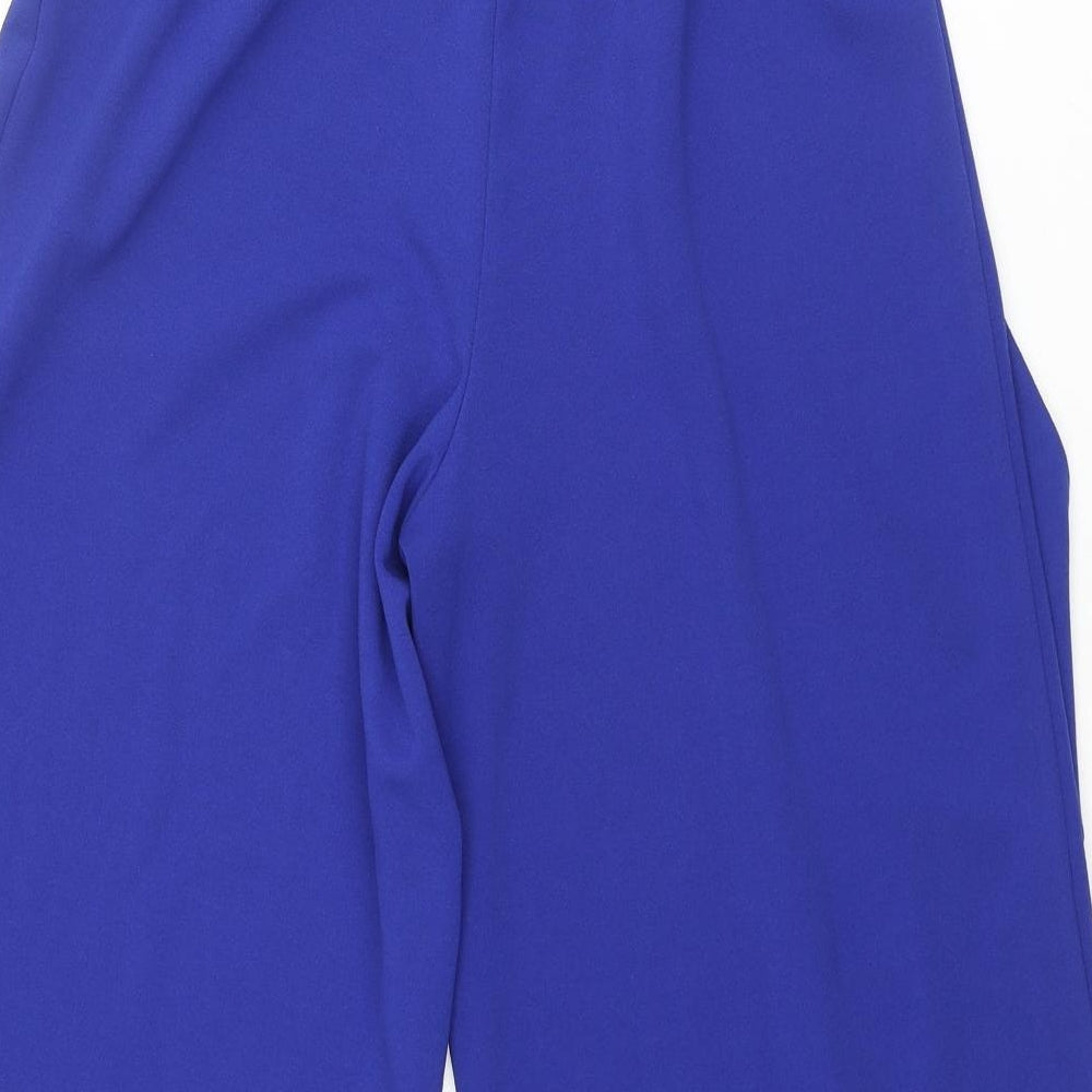 New Look Womens Blue Polyester Cropped Trousers Size 10 L23 in Regular - Belted