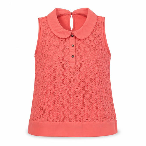 NEXT Womens Pink Cotton Camisole Blouse Size 12 Collared - Floral Lace Front