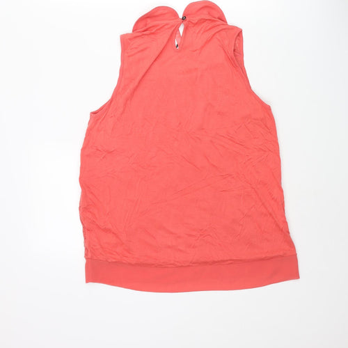 NEXT Womens Pink Cotton Camisole Blouse Size 12 Collared - Floral Lace Front