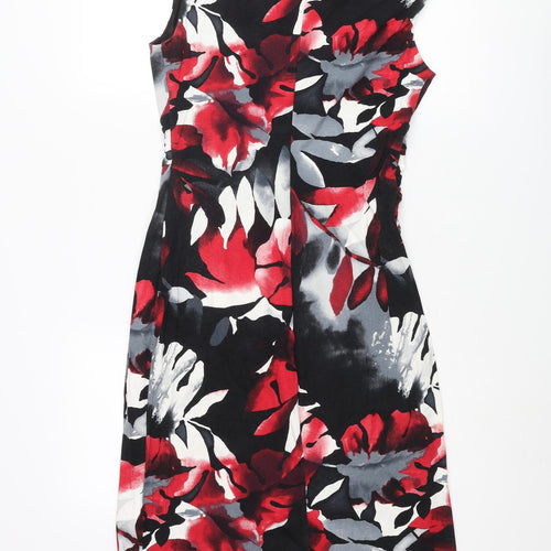 Roman Womens Multicoloured Geometric Viscose Pencil Dress Size 12 V-Neck Pullover - Leaf Print