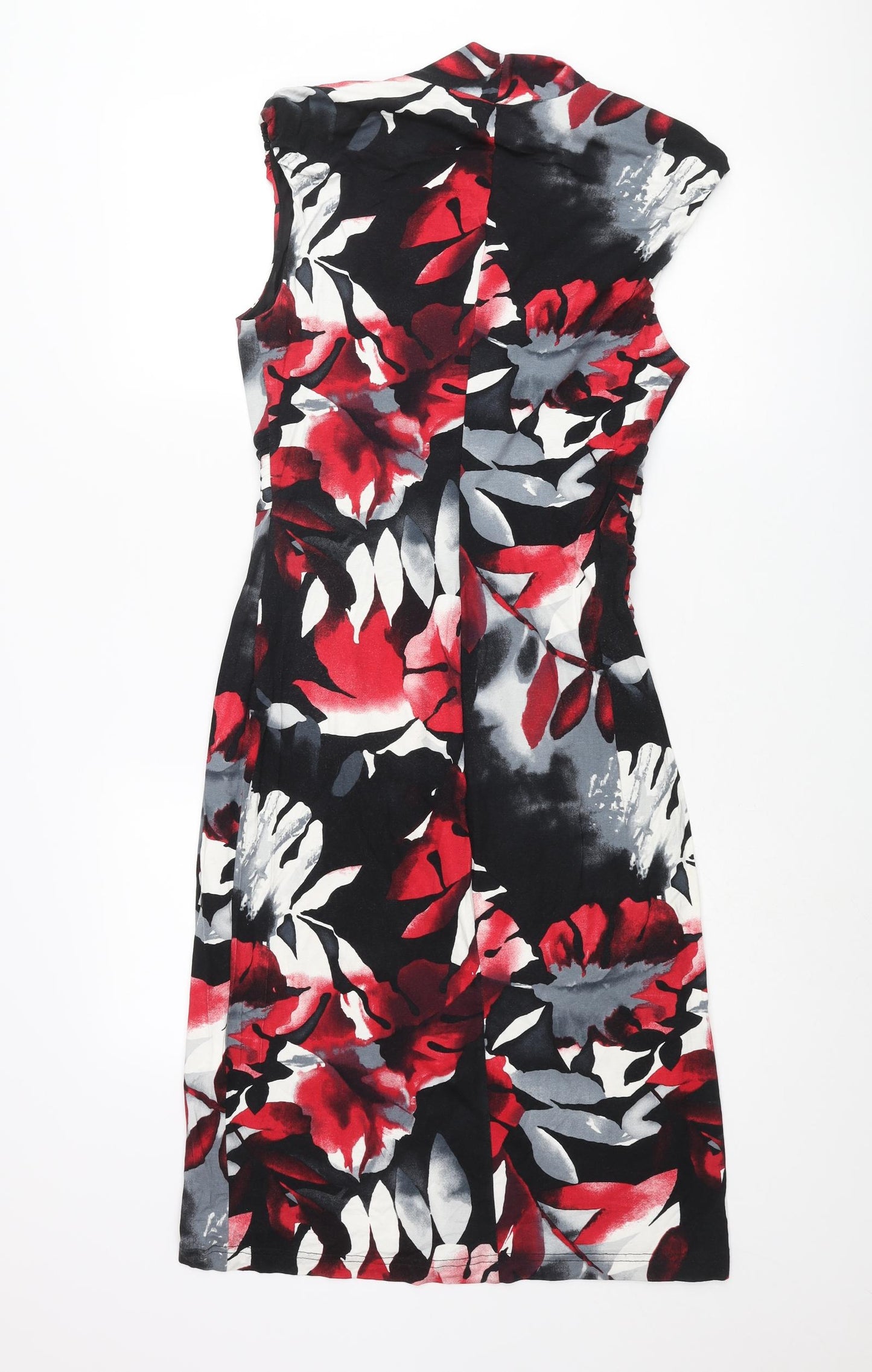 Roman Womens Multicoloured Geometric Viscose Pencil Dress Size 12 V-Neck Pullover - Leaf Print