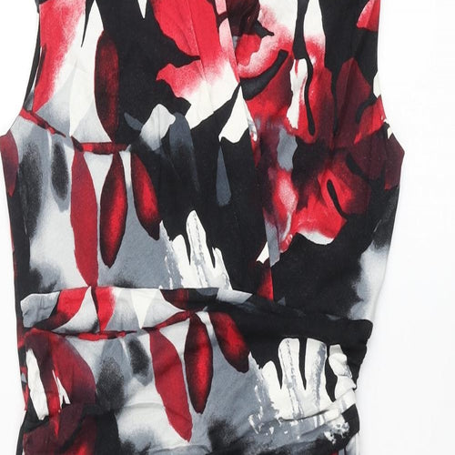 Roman Womens Multicoloured Geometric Viscose Pencil Dress Size 12 V-Neck Pullover - Leaf Print