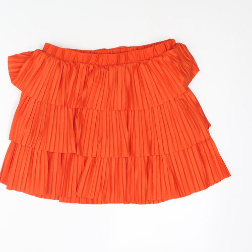 Zara Womens Red Polyester Mini Skirt Size M - Layered Pleat