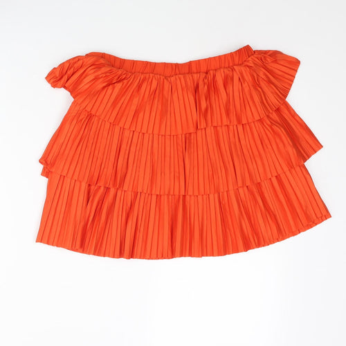 Zara Womens Red Polyester Mini Skirt Size M - Layered Pleat