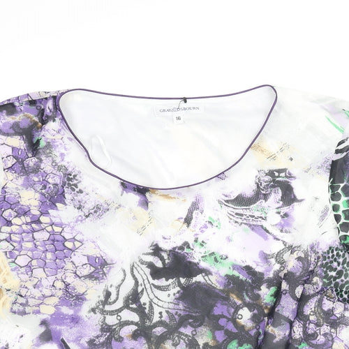 Gray & Osbourn Womens Multicoloured Geometric Polyester Basic Blouse Size 16 Scoop Neck