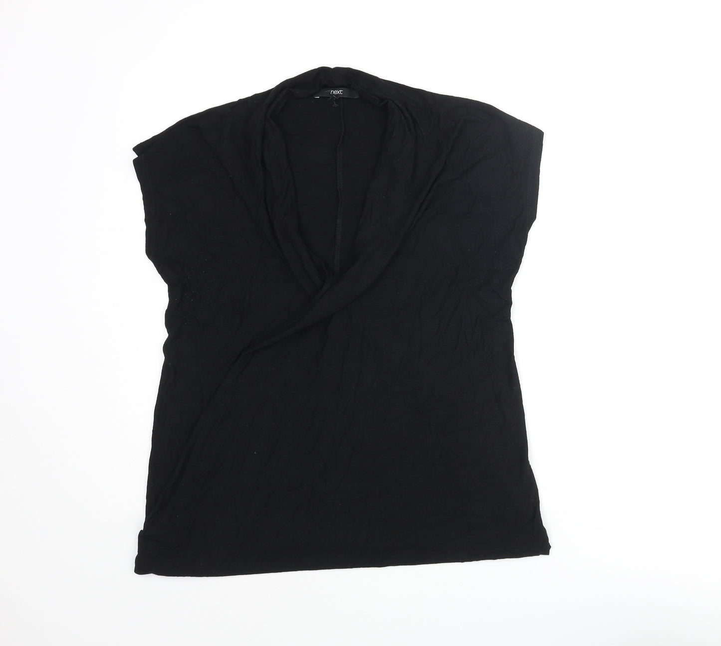 NEXT Womens Black Viscose Basic Blouse Size 12 V-Neck
