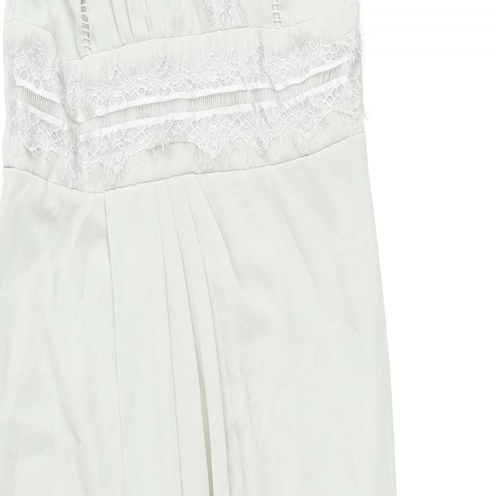 TFNC Womens Green Polyester Maxi Size 12 V-Neck Zip - Lace Detail