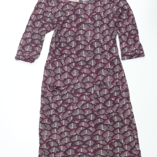 Whtie Stuff Womens Pink Geometric Cotton Shift Size 12 Round Neck Button