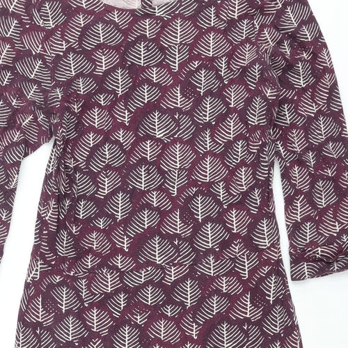 Whtie Stuff Womens Pink Geometric Cotton Shift Size 12 Round Neck Button