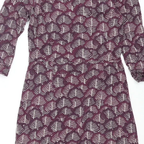 Whtie Stuff Womens Pink Geometric Cotton Shift Size 12 Round Neck Button