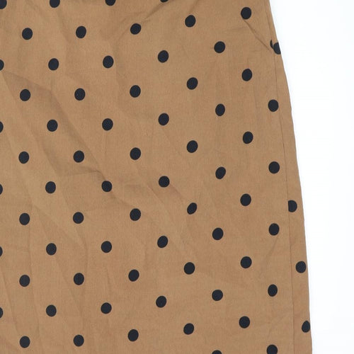 ICHI Womens Brown Polka Dot Polyester A-Line Skirt Size 8 Zip - Belted