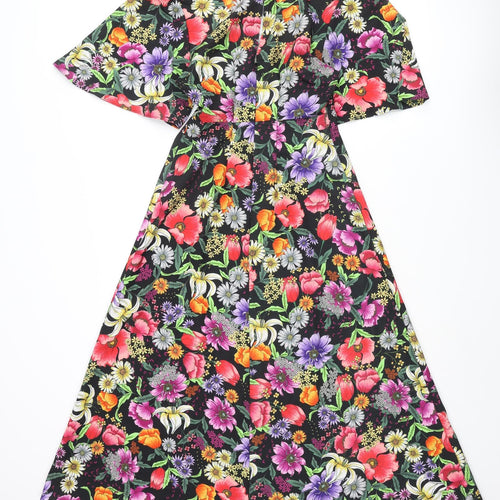 Dorothy Perkins Womens Multicoloured Floral Polyester A-Line Size 8 Round Neck Zip