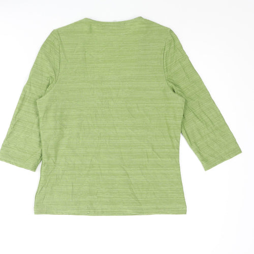 Alex & Co Womens Green Polyamide Basic Blouse Size 8 Square Neck