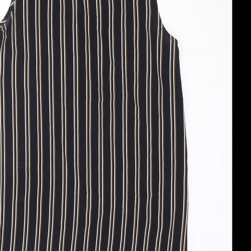 Only One Womens Black Striped Polyester Camisole Blouse Size 10 Scoop Neck