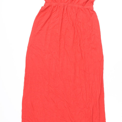 New Look Womens Red Viscose Maxi Size 10 V-Neck Pullover