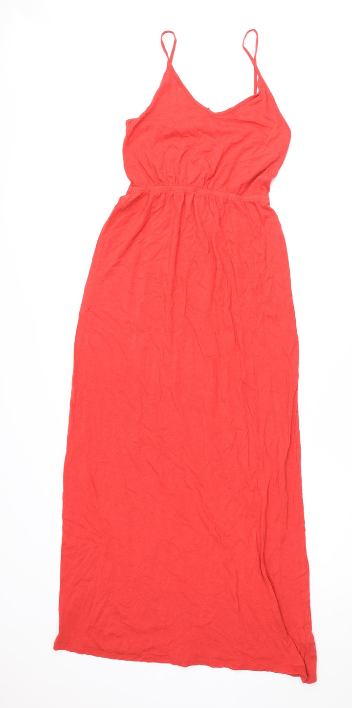 New Look Womens Red Viscose Maxi Size 10 V-Neck Pullover