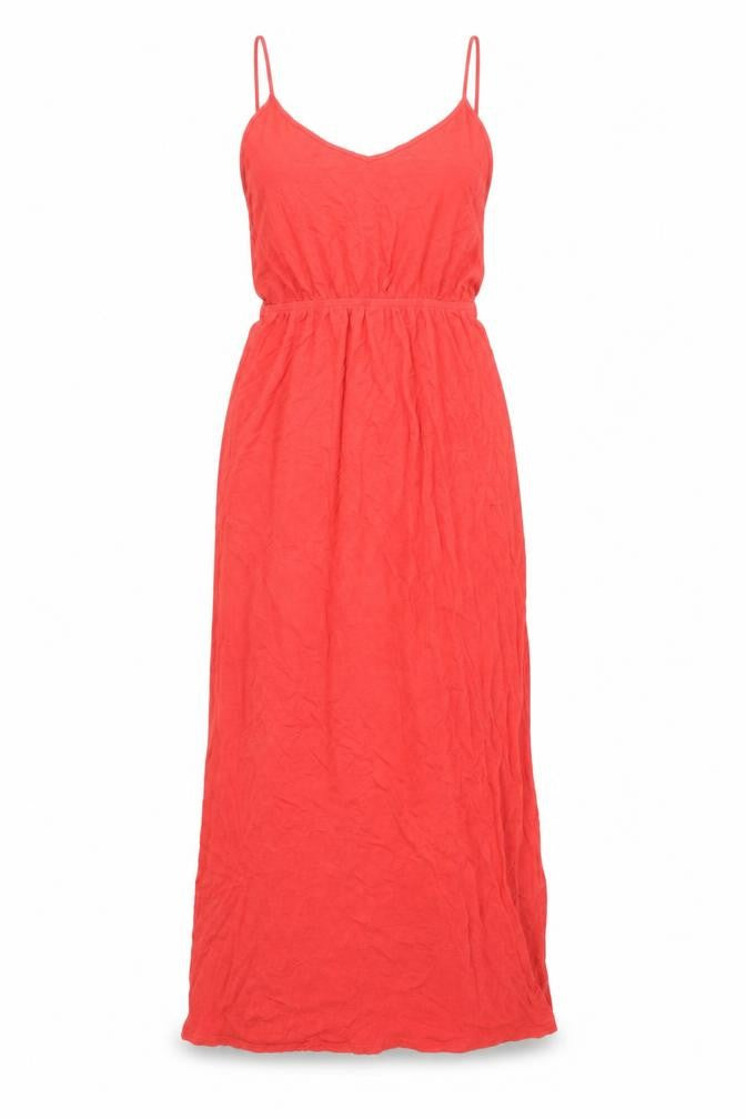 Front view of New Look women’s red viscose maxi, size UK 10, v-neck pullover